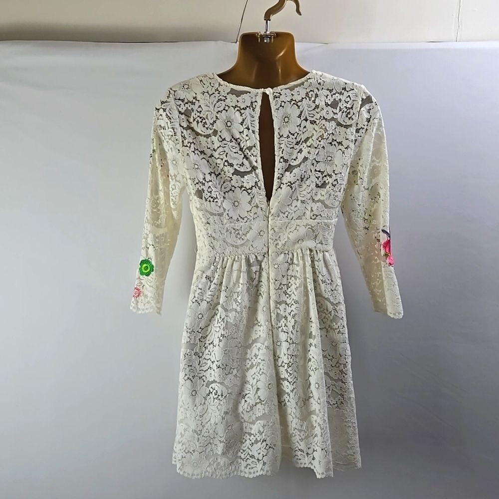 Tracy Reese x Anthropologie Adeline‎ White Lace Embroidered Mini Dress Sz 0P NWT - Picture 3 of 12